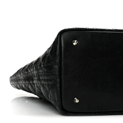 Christian Dior Coated Canvas Cannage Medium Panarea Tote Black 8 of 13