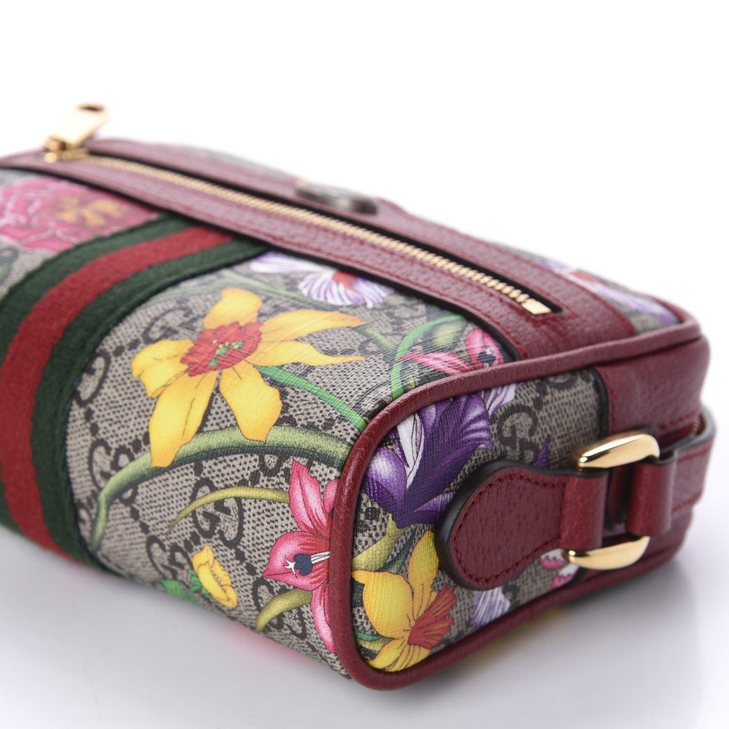 GG Supreme Monogram Flora Web Mini Ophidia Shoulder Bag Red
