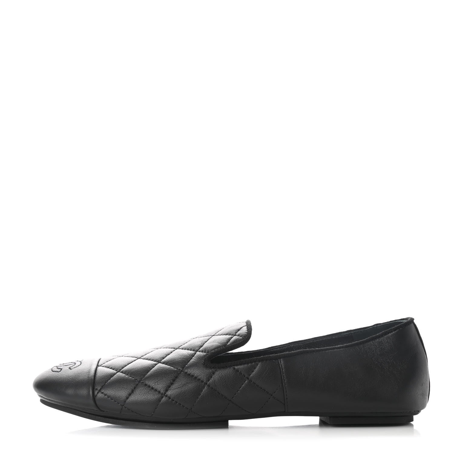 Chanel Lambskin Quilted Cap Toe Slipper With Pouch 37 Black 1 of 9