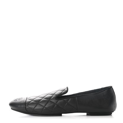 Chanel Lambskin Quilted Cap Toe Slipper With Pouch 37 Black 1 of 9