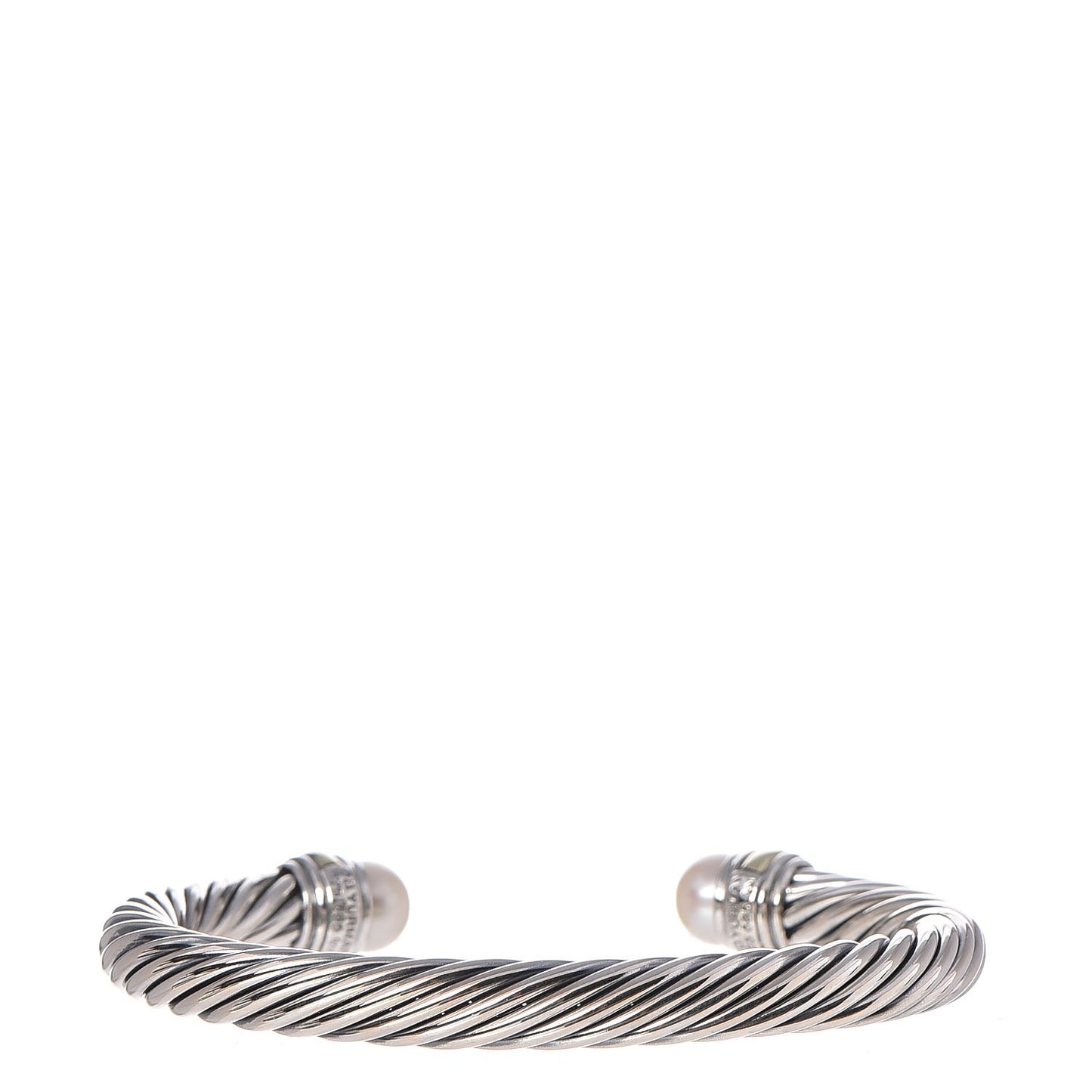 Sterling Silver 14K Yellow Gold Pearl 7mm Cable Classics Bracelet