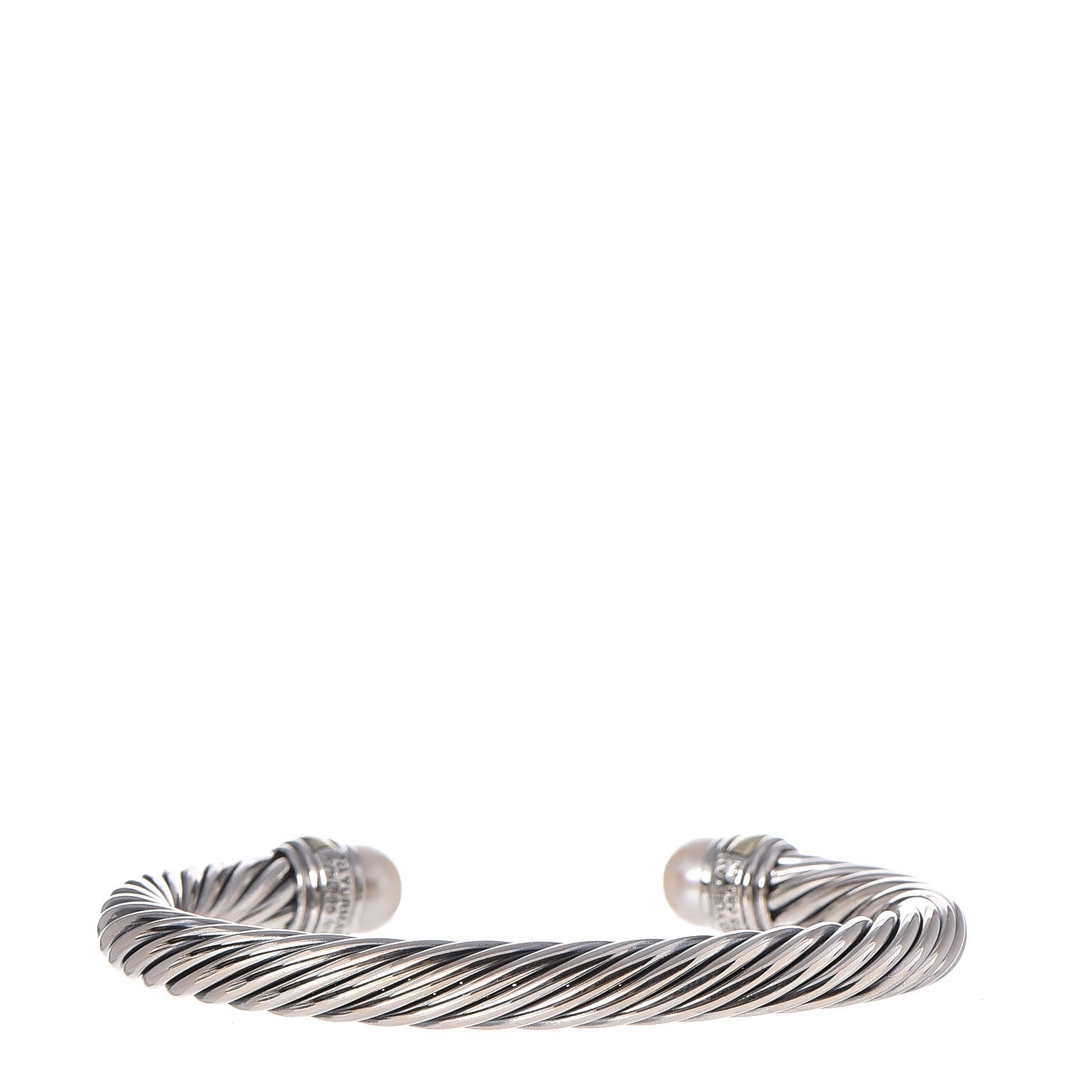 David Yurman Sterling Silver 14K Yellow Gold Pearl 7mm Cable Classics Bracelet 3 of 5