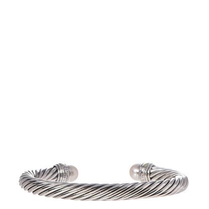 David Yurman Sterling Silver 14K Yellow Gold Pearl 7mm Cable Classics Bracelet 3 of 5