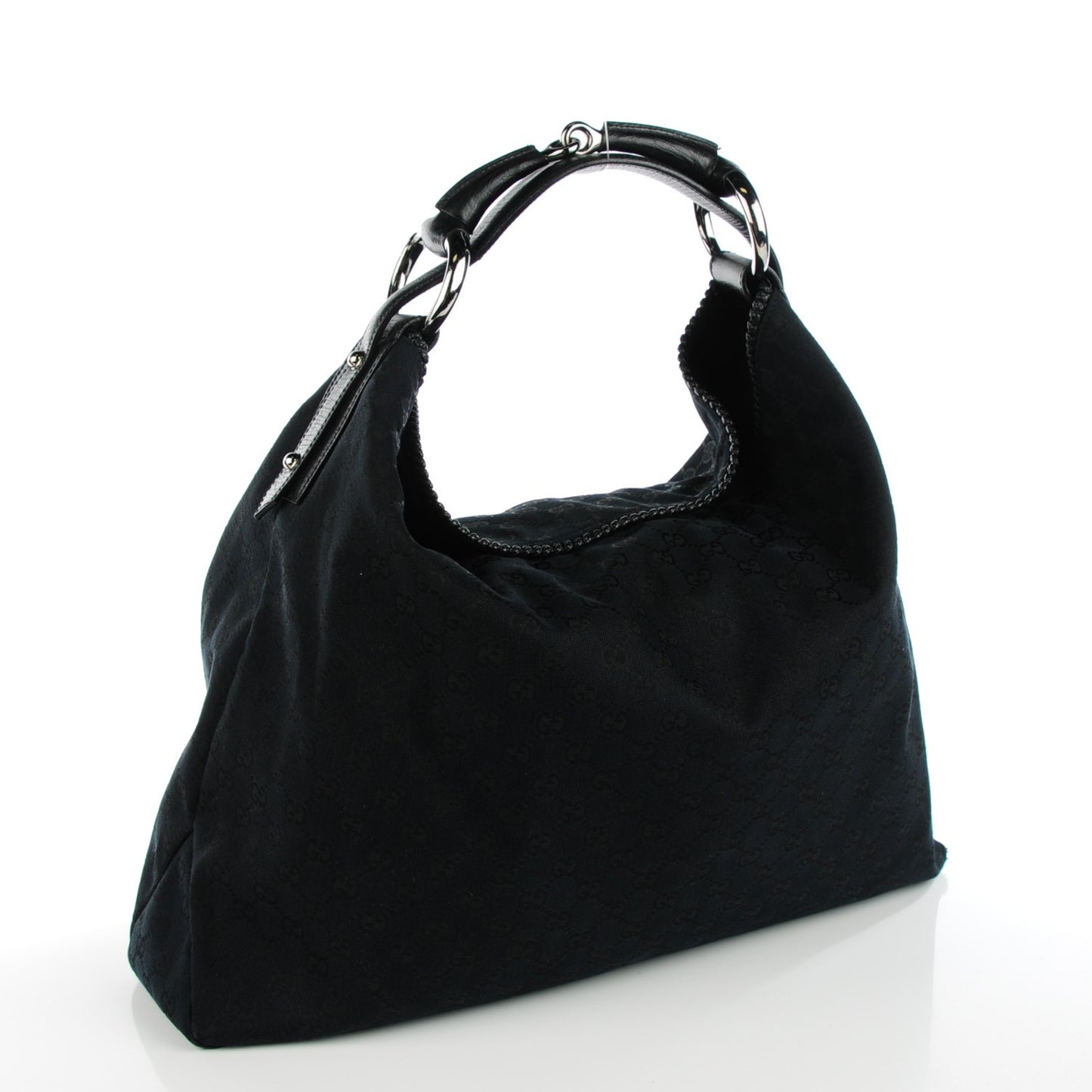 Monogram Large Horsebit Chain Hobo Black