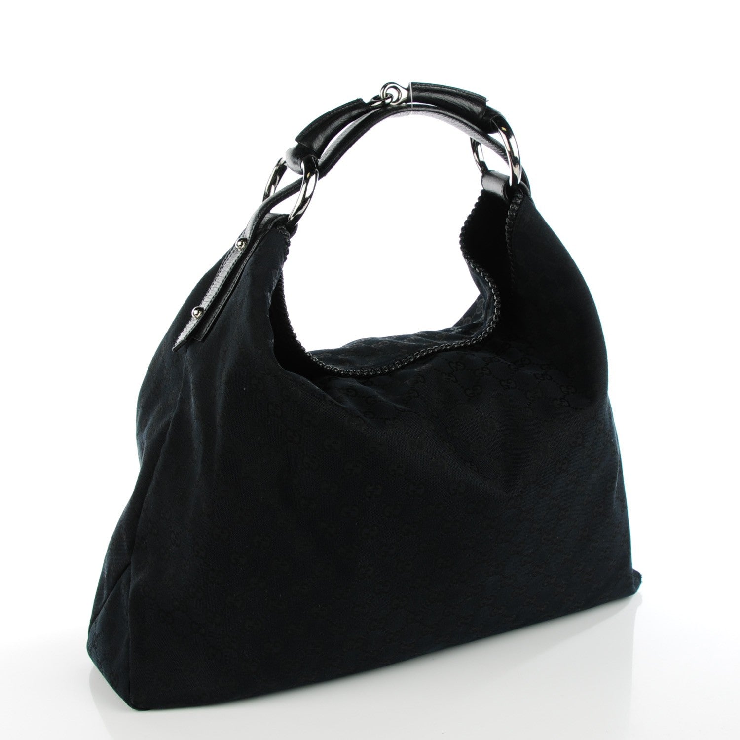 Gucci Monogram Large Horsebit Chain Hobo Black 3 of 7