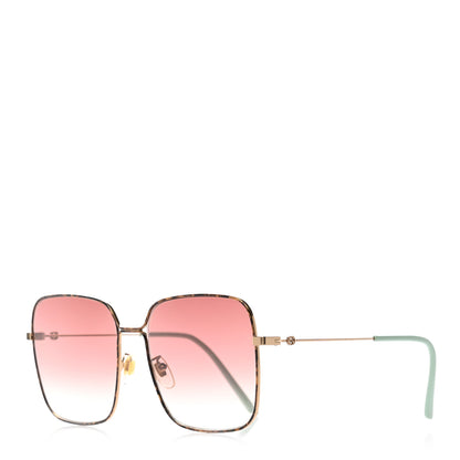 Gucci Metal Square Frame Sunglasses GG0443S Gold Pink 1 of 7
