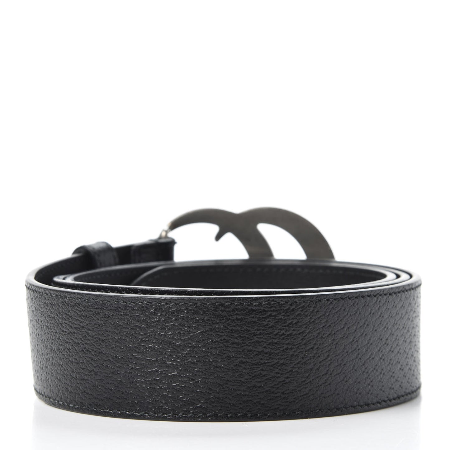 Textured Dollar Calfskin Nickel Double G 40mm Belt 105 42 Black