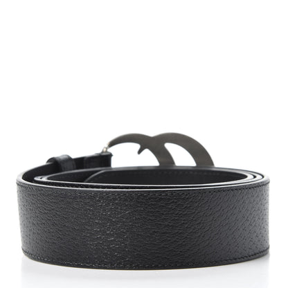 Gucci Textured Dollar Calfskin Nickel Double G 40mm Belt 105 42 Black 2 of 3