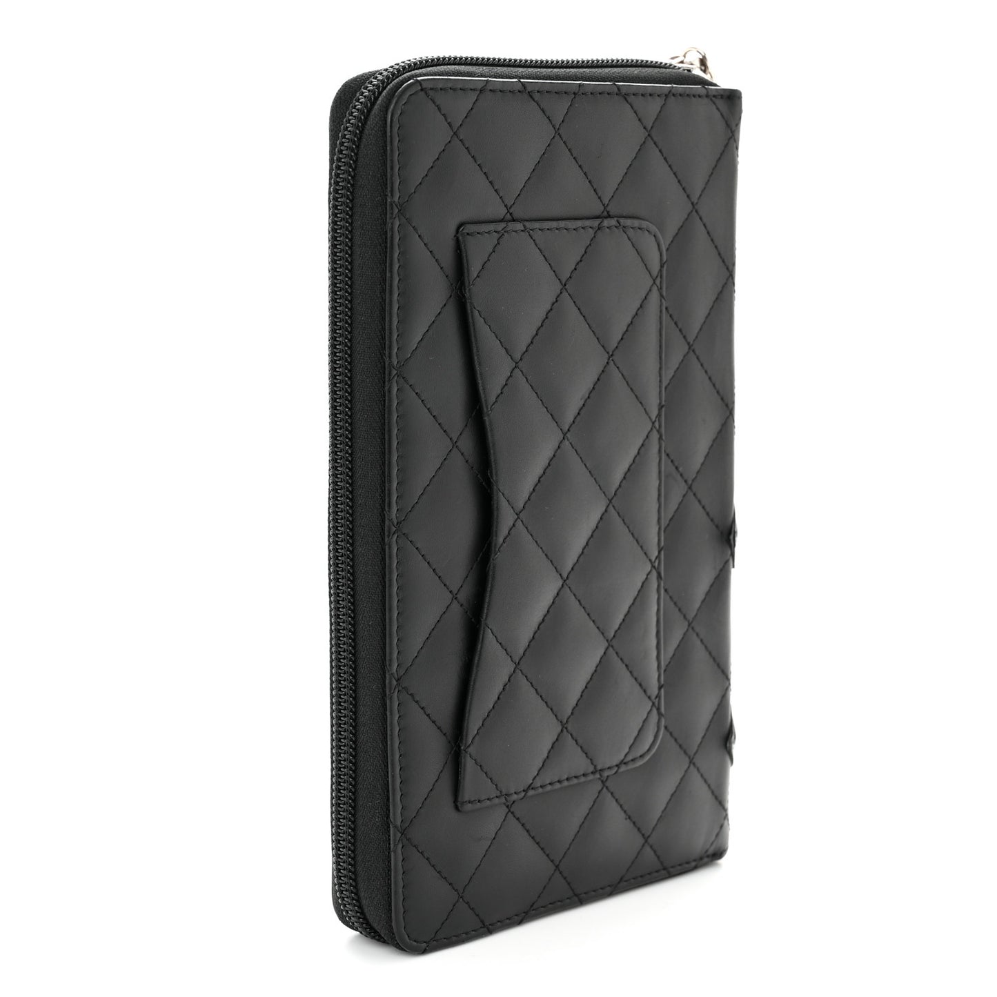 Calfskin Cambon Zip Around Organizer Wallet Black