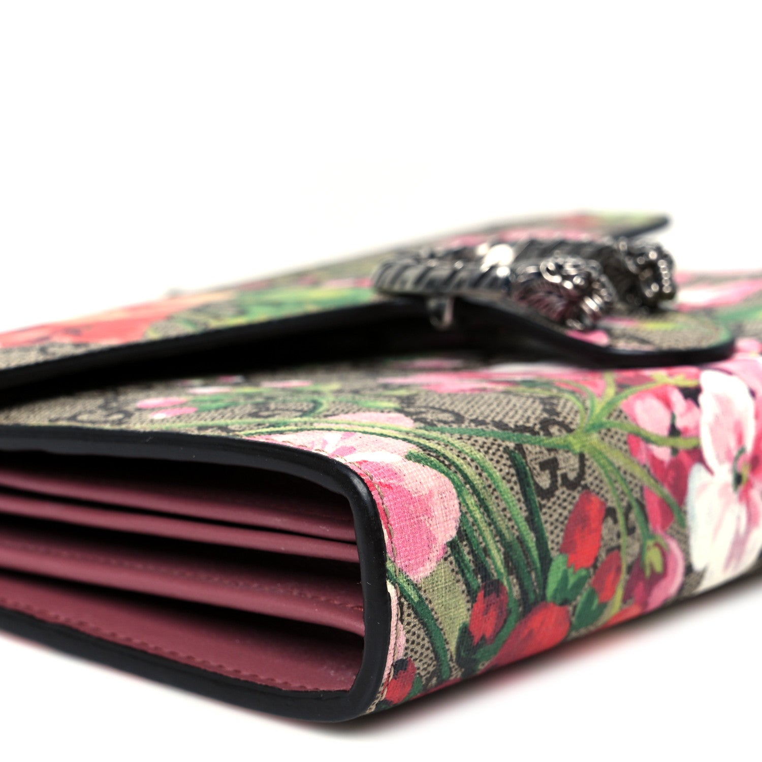 Gucci GG Supreme Monogram Blooms Mini Dionysus Chain Wallet Beige Multicolor Dry Rose 9 of 10