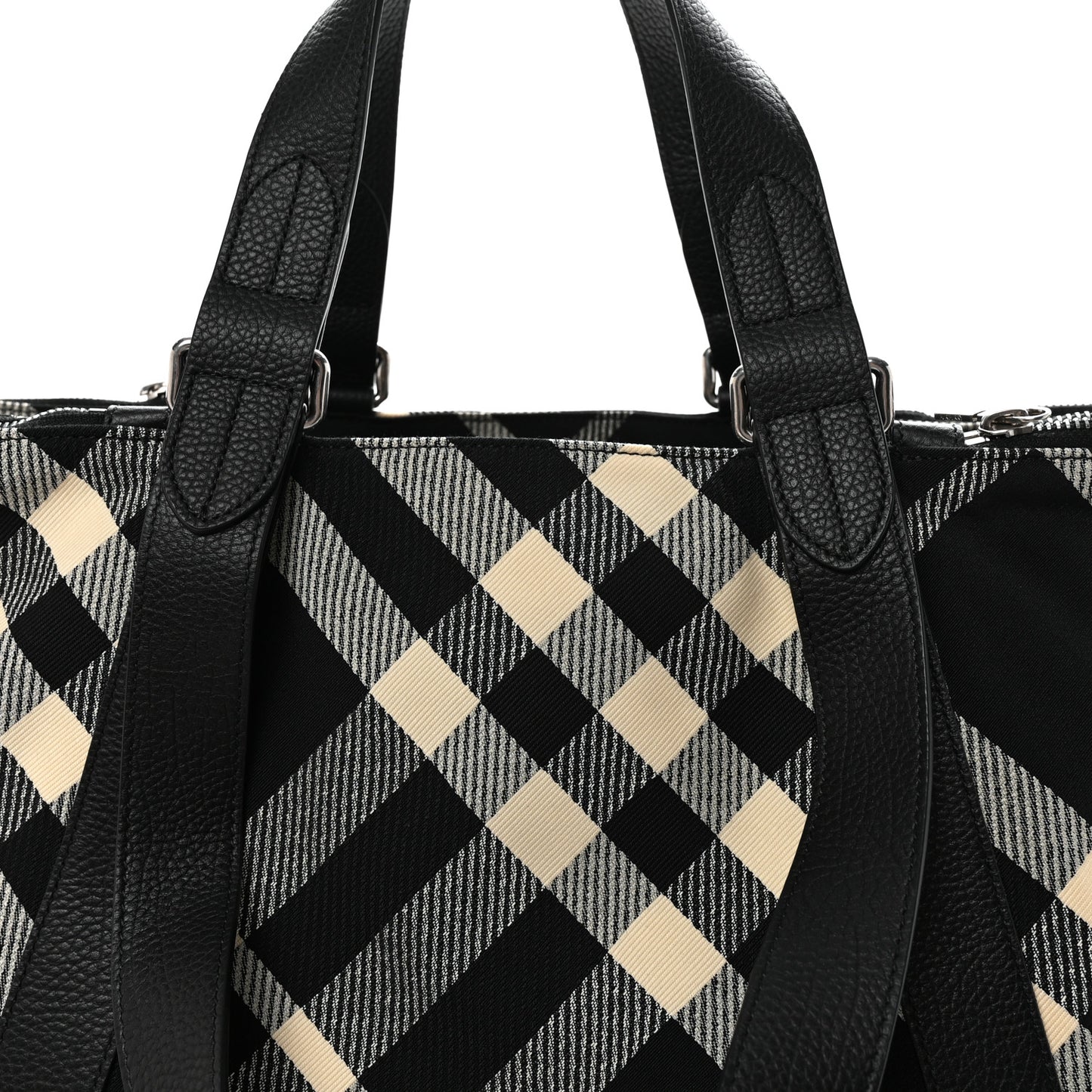 Jacquard Check Festival Tote Black White