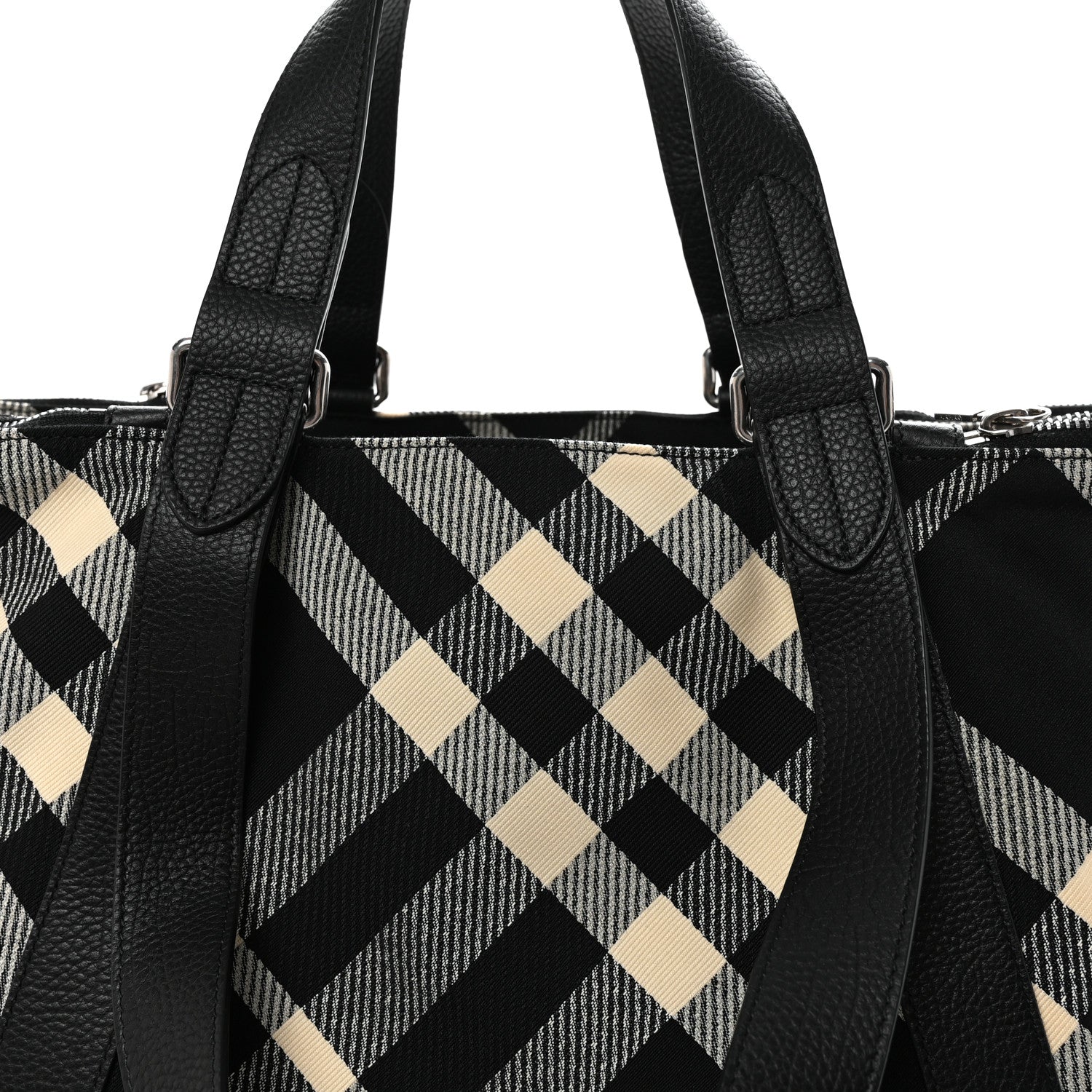 Burberry Jacquard Check Festival Tote Black White 7 of 9