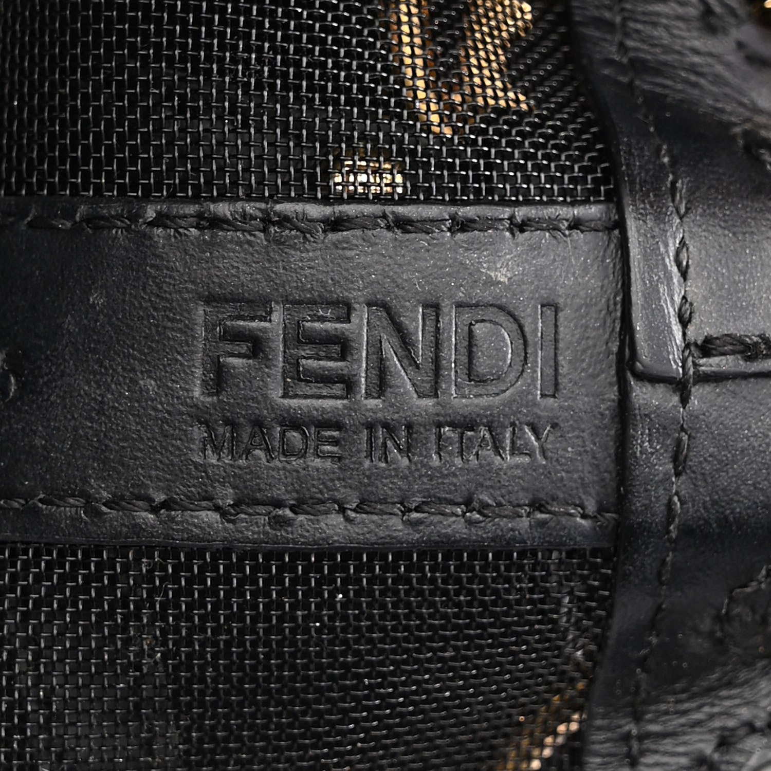 Fendi Mesh Vitello King F is Fendi Logo Embroidered Mini Mon Tresor Bucket Bag Black 6 of 13