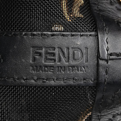 Fendi Mesh Vitello King F is Fendi Logo Embroidered Mini Mon Tresor Bucket Bag Black 6 of 13