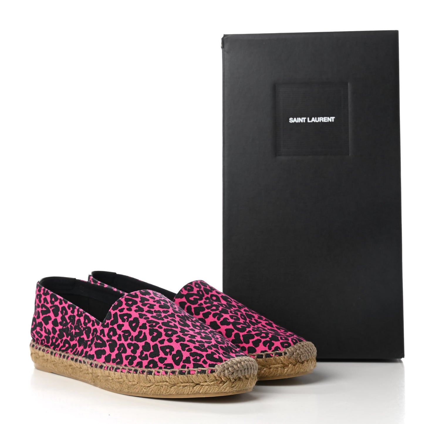 Canvas Leopard Print Espadrilles 39.5 Fushia Black