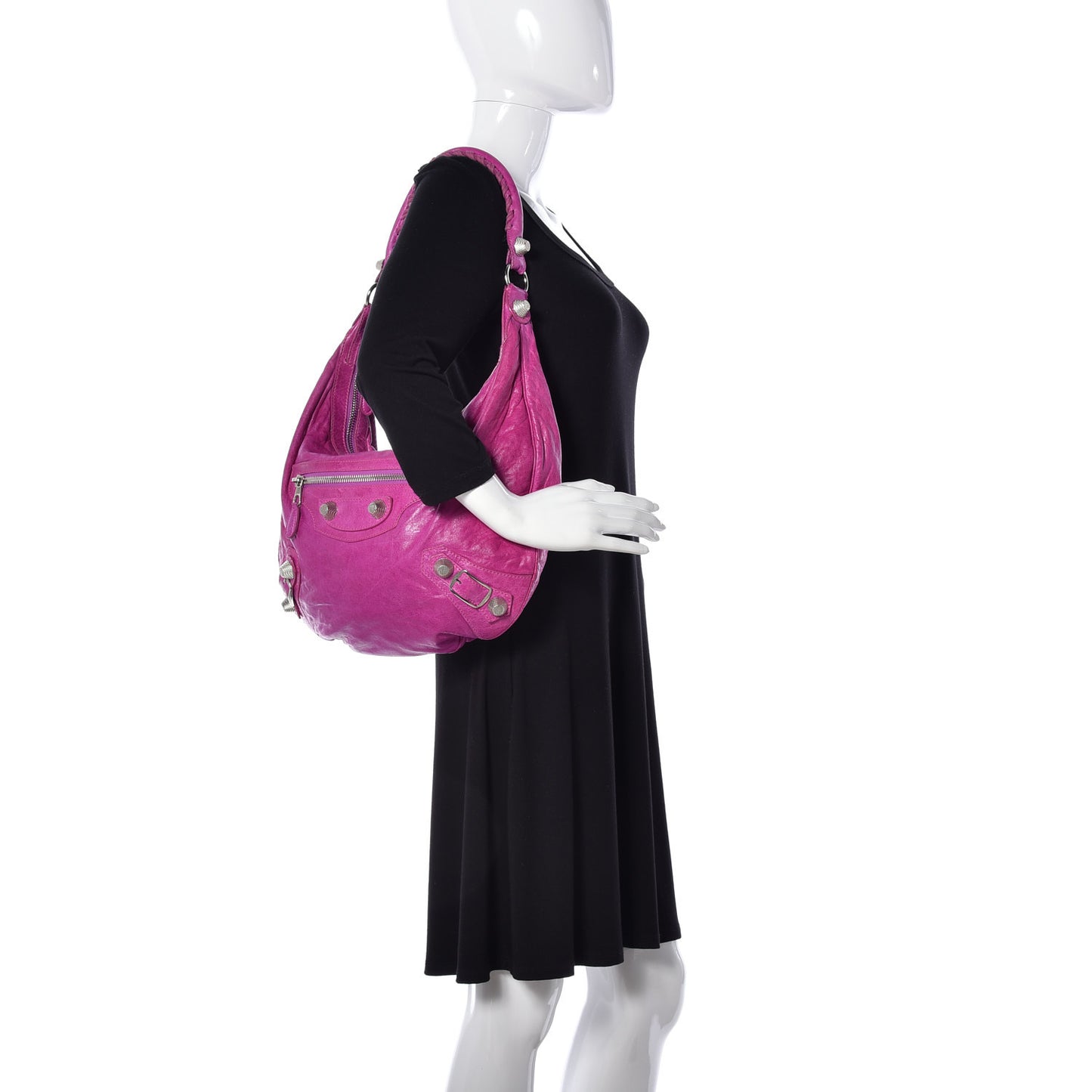 Agneau Giant 21 Silver Hardware Hobo Magenta