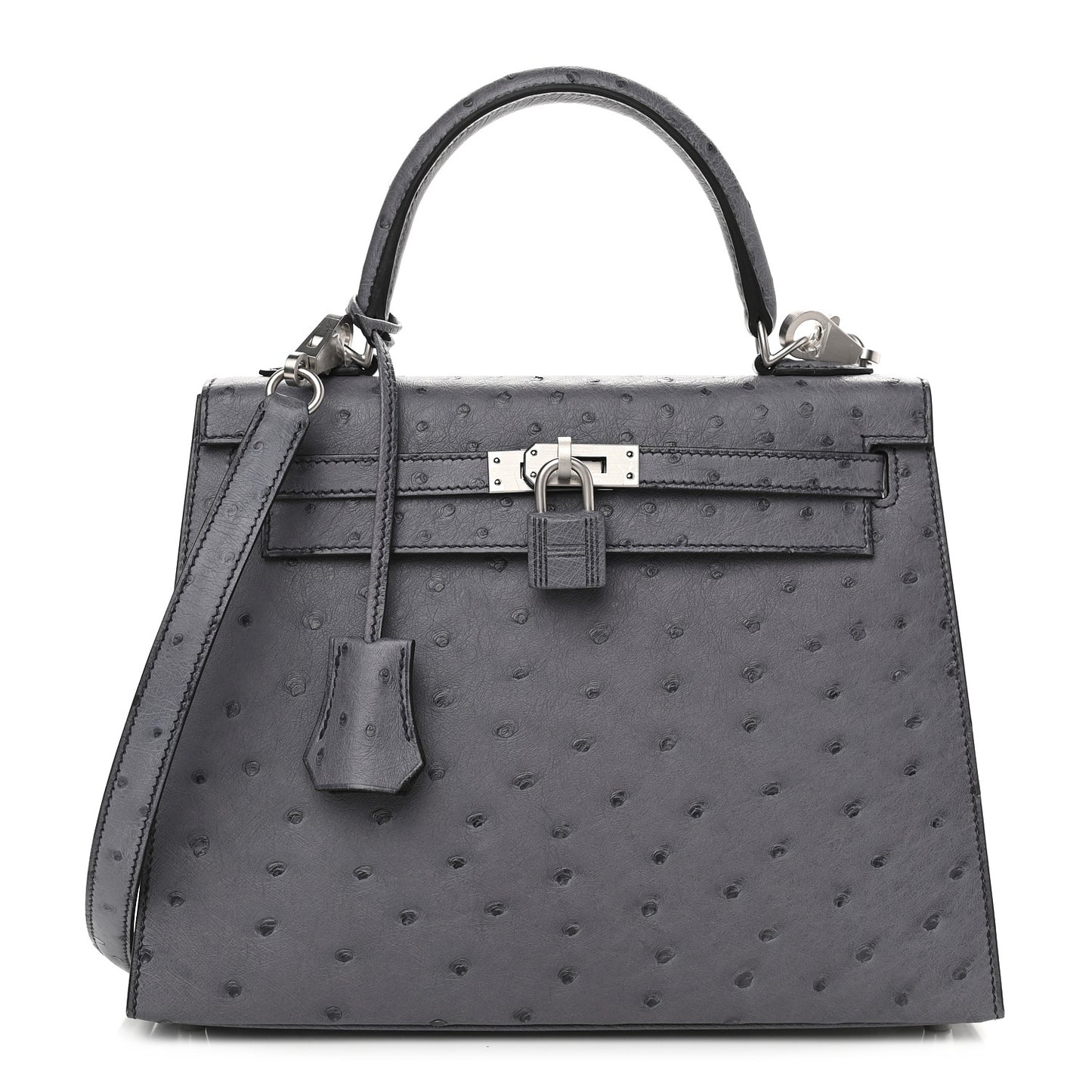 Ostrich Horseshoe Kelly Sellier 25 Gris Agate Black