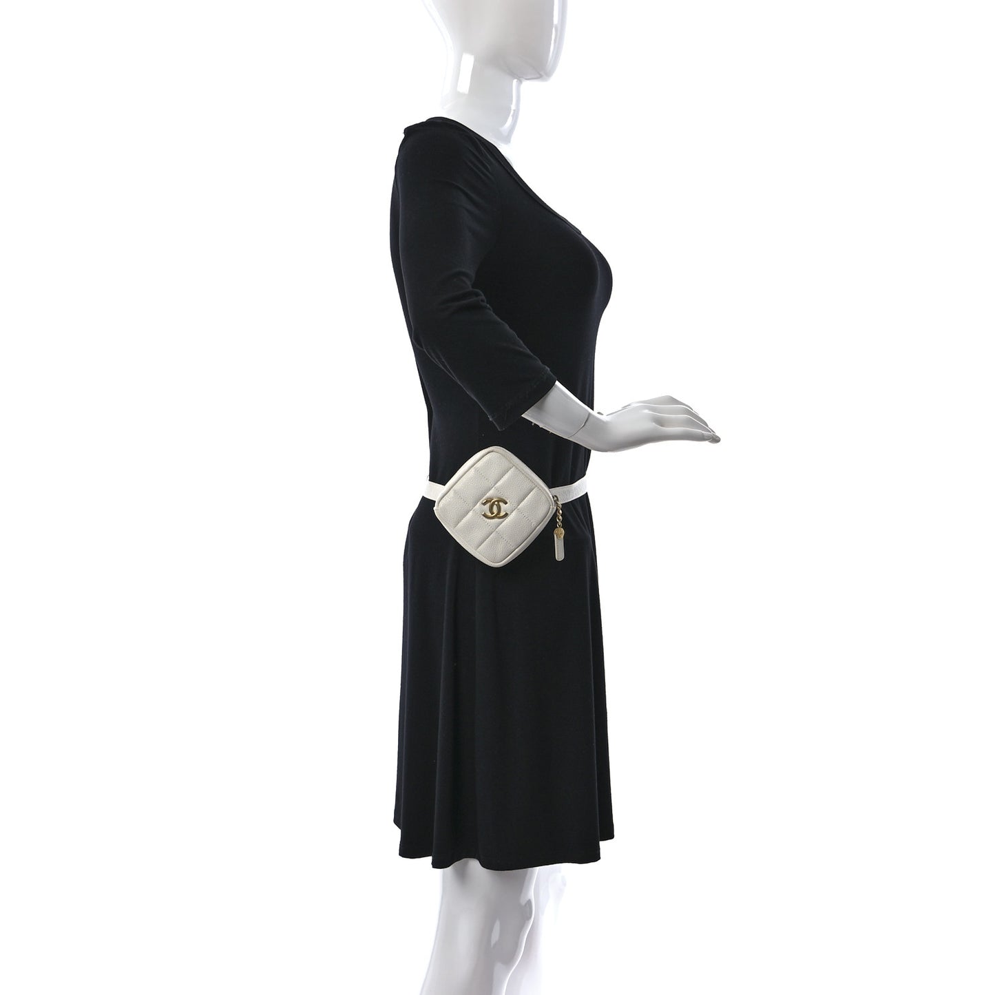 Caviar Quilted Coin Purse Belt Bag White