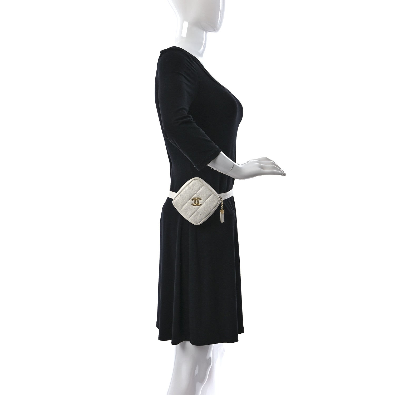 Chanel Caviar Quilted Coin Purse Belt Bag White 2 of 10