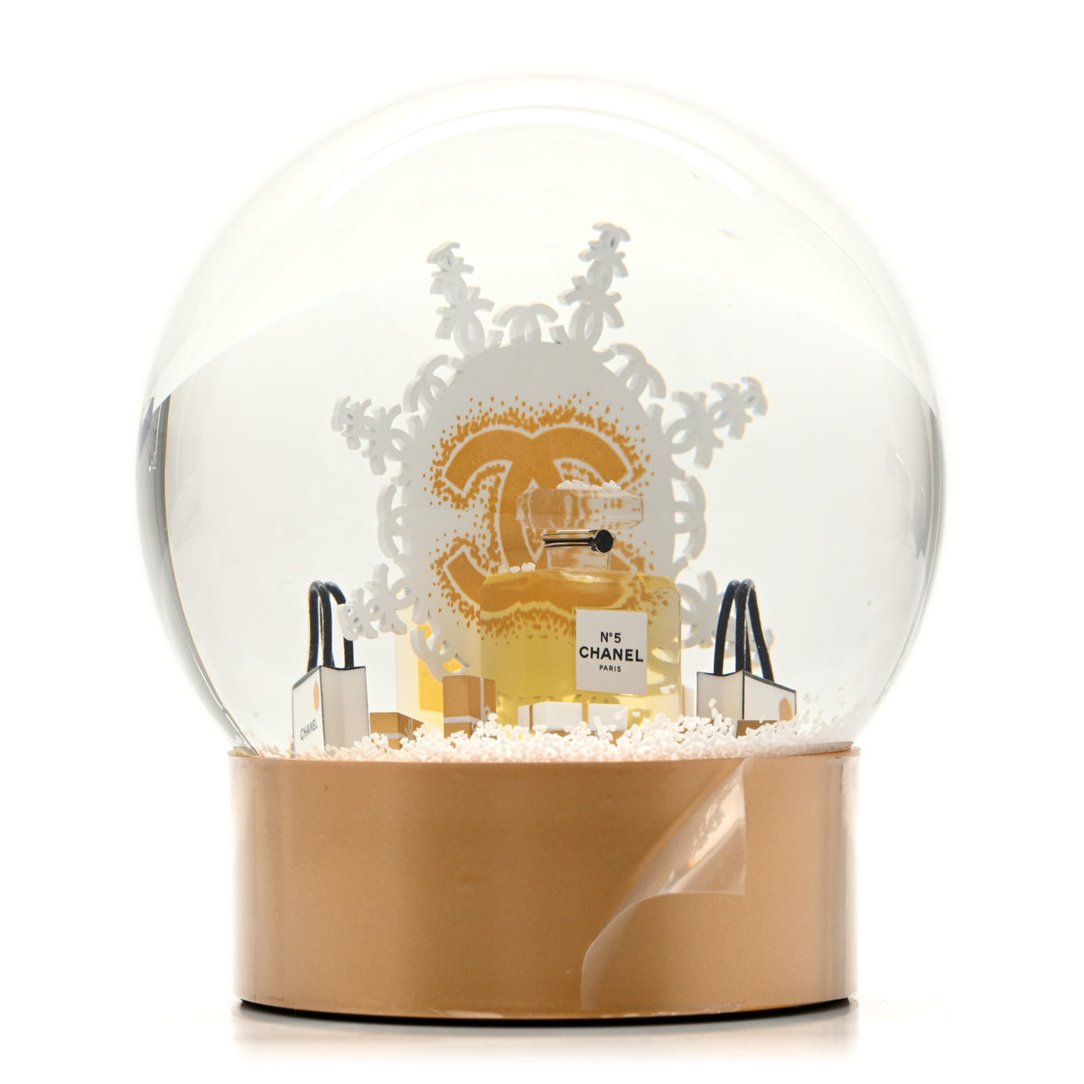 Chanel Glass CC Shopping Bag Snow Globe Gold 4 of 7