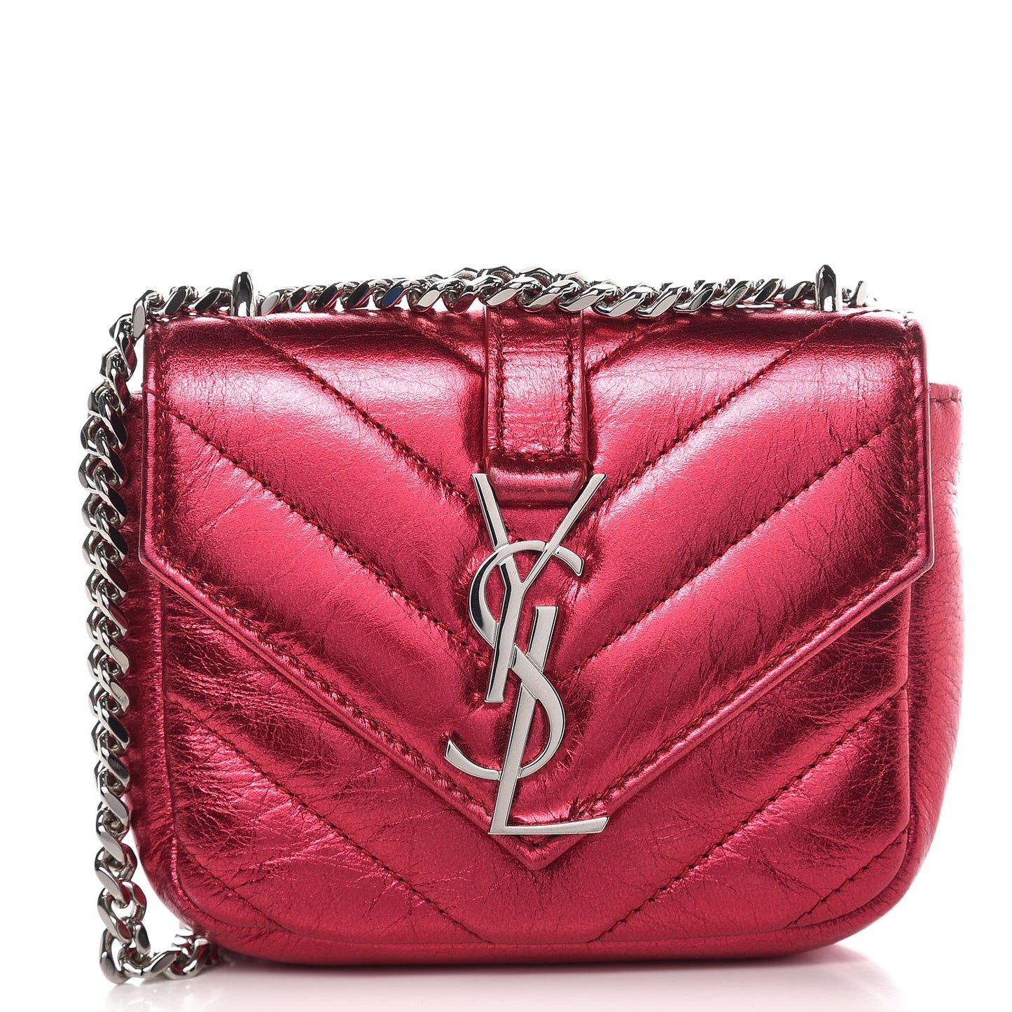 Metallic Calfskin Chevron Monogram Micro Crossbody Bag Elect