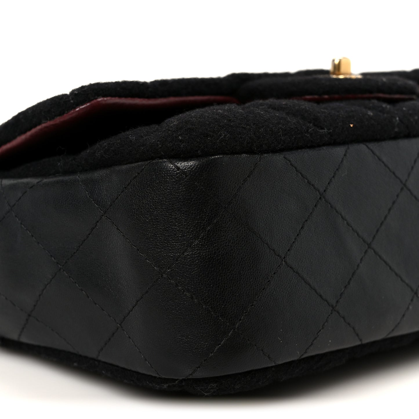 Felt Quilted Paris-Hamburg Charms Mini Rectangular Flap Black