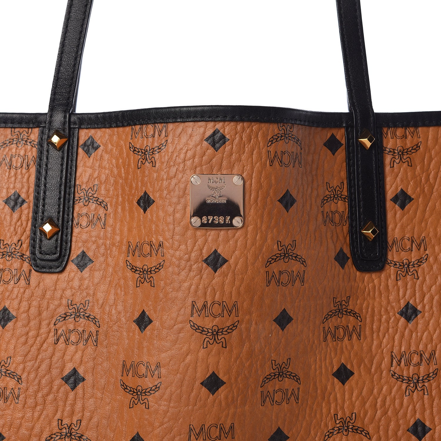MCM Visetos Large Project Reversible Shopper Tote Cognac 14 of 20