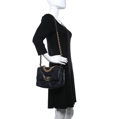 Chanel Lambskin Quilted Medium Chanel 19 Flap Navy Blue 2 of 10