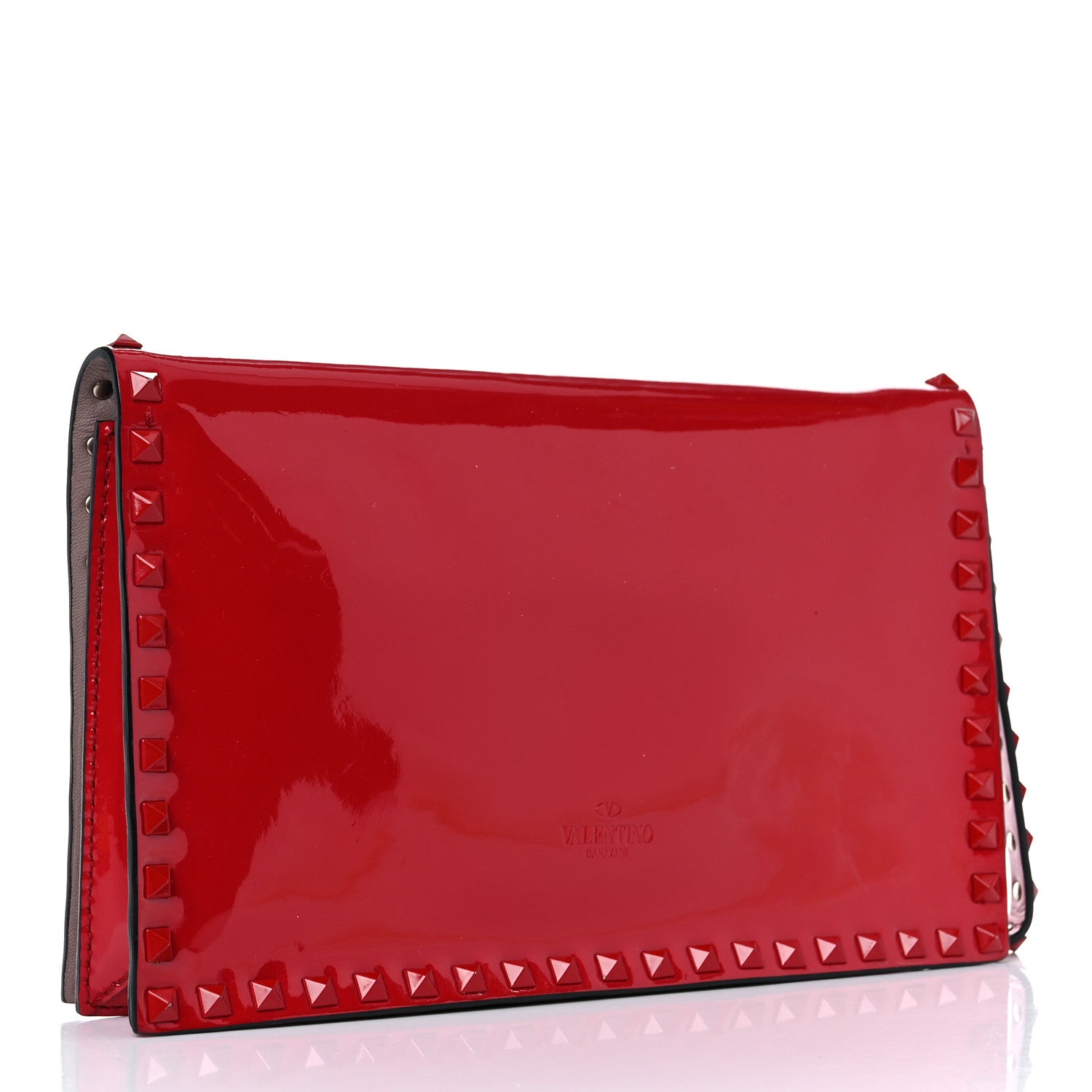 Valentino Garavani Patent Monochrome Rockstud Wristlet Clutch Rosso Valentino 3 of 17
