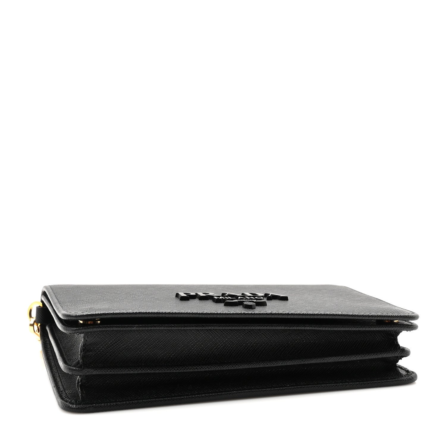 Prada Saffiano Lux Monochrome Chain Wallet Black 4 of 9