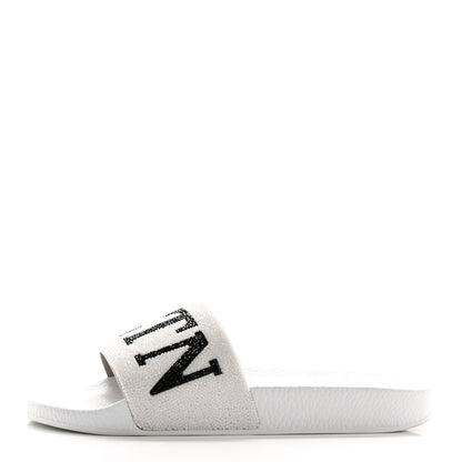 Valentino Garavani Rubber Swarovski VLTN Pool Slide Sandals 39 White 1 of 9