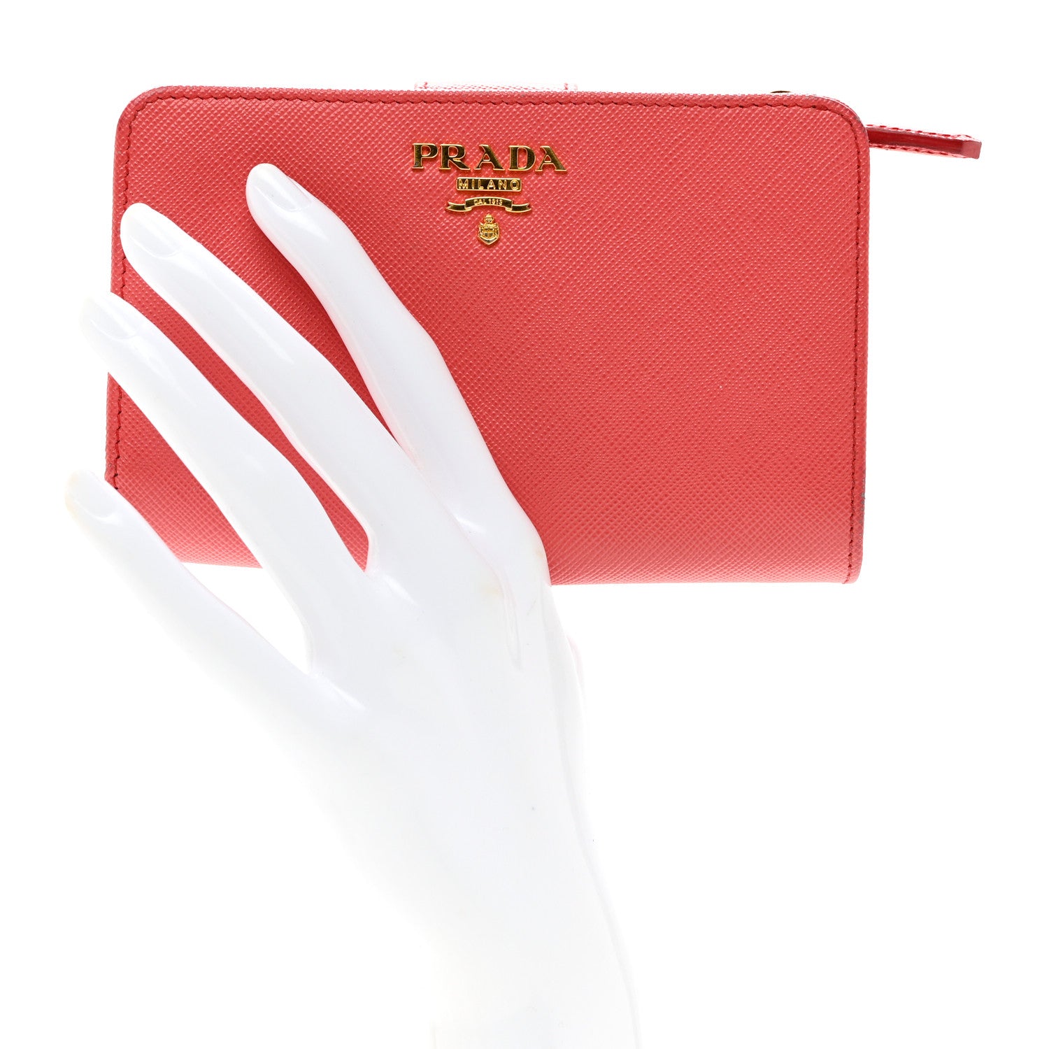 Prada Saffiano Metal Compact Wallet Rubinho 2 of 7