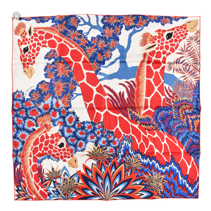 Hermes Silk Twill The Three Graces Scarf 90 White Rouge Bleu 1 of 4