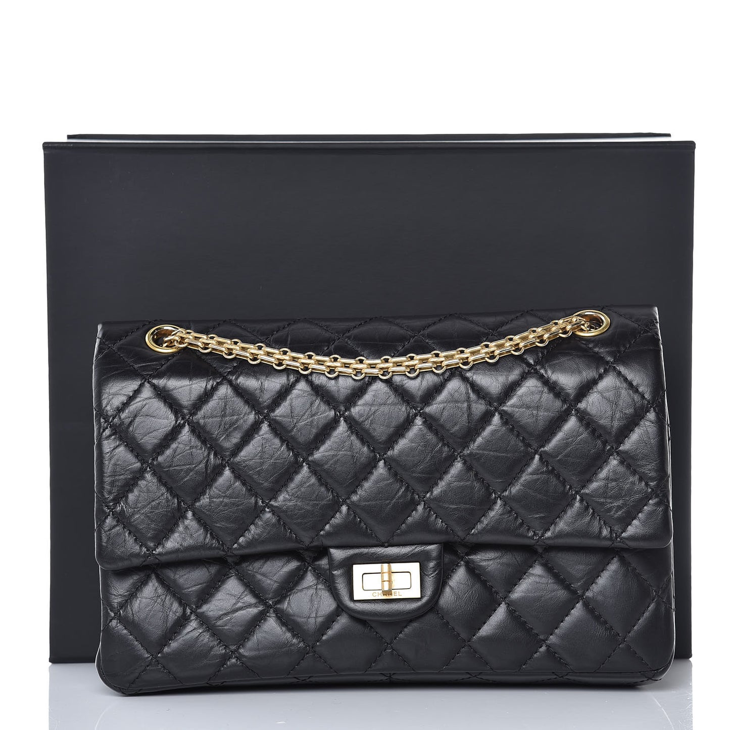 Aged Calfskin Quilted 2.55 Reissue 226 Flap Black