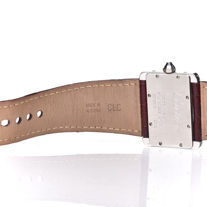 Cartier Stainless Steel Alligator 32mm Tank Divan Quartz Watch Burgundy 5 of 7
