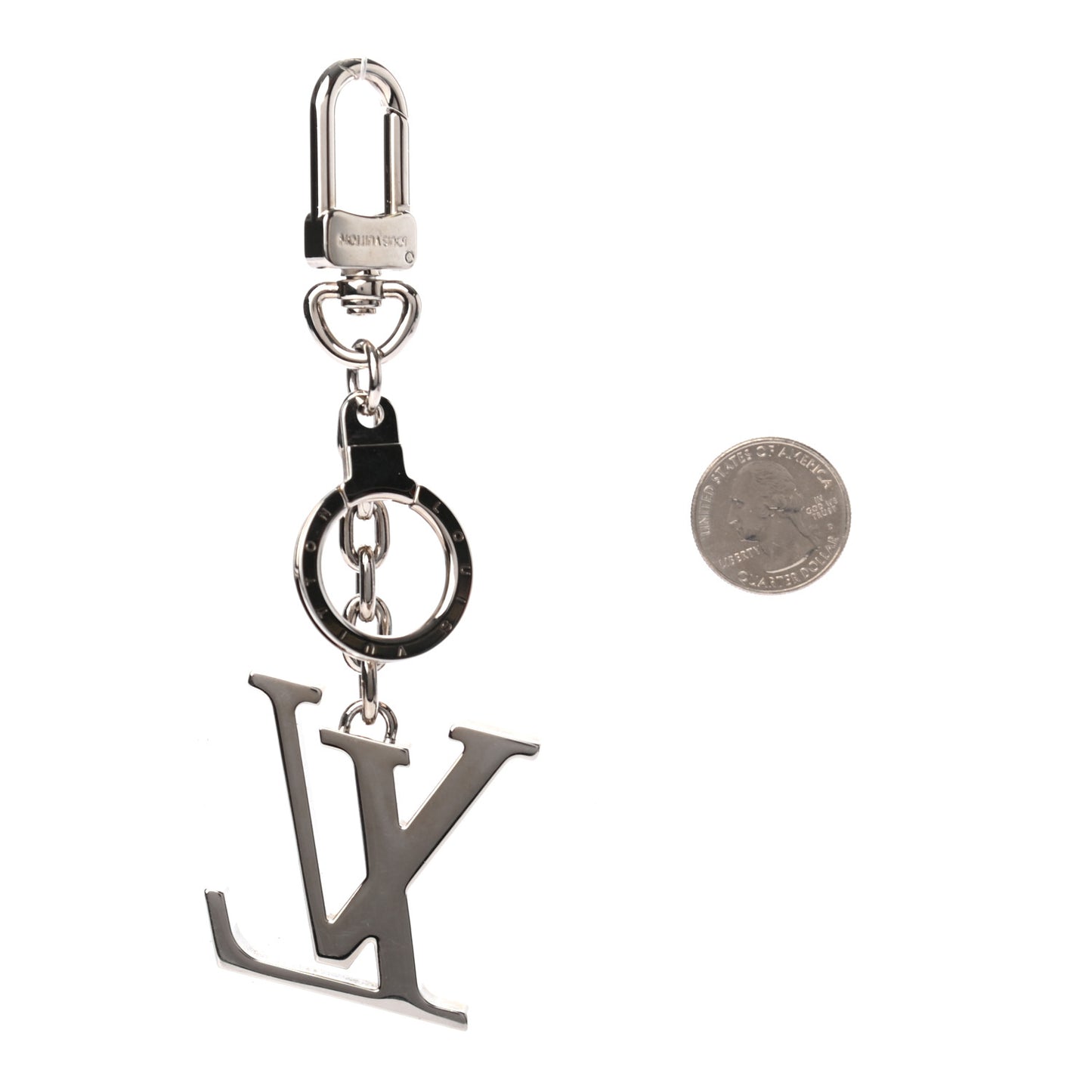 LV Facettes Bag Charm Key Holder Silver