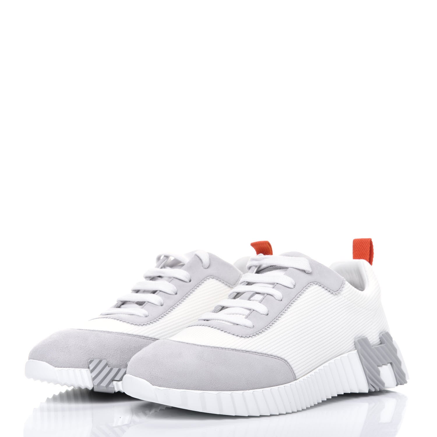 Hermes Technical Canvas Suede Goatskin Bouncing Sneakers 38 White Multicolor 3 of 8