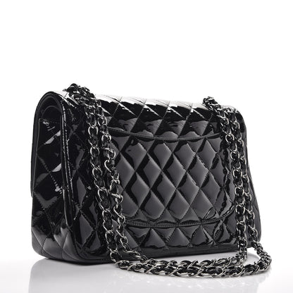 Chanel Patent Quilted Jumbo Double Flap Black 4 of 11