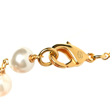 Chanel Metal Pearl Paris Button Necklace Gold 4 of 5