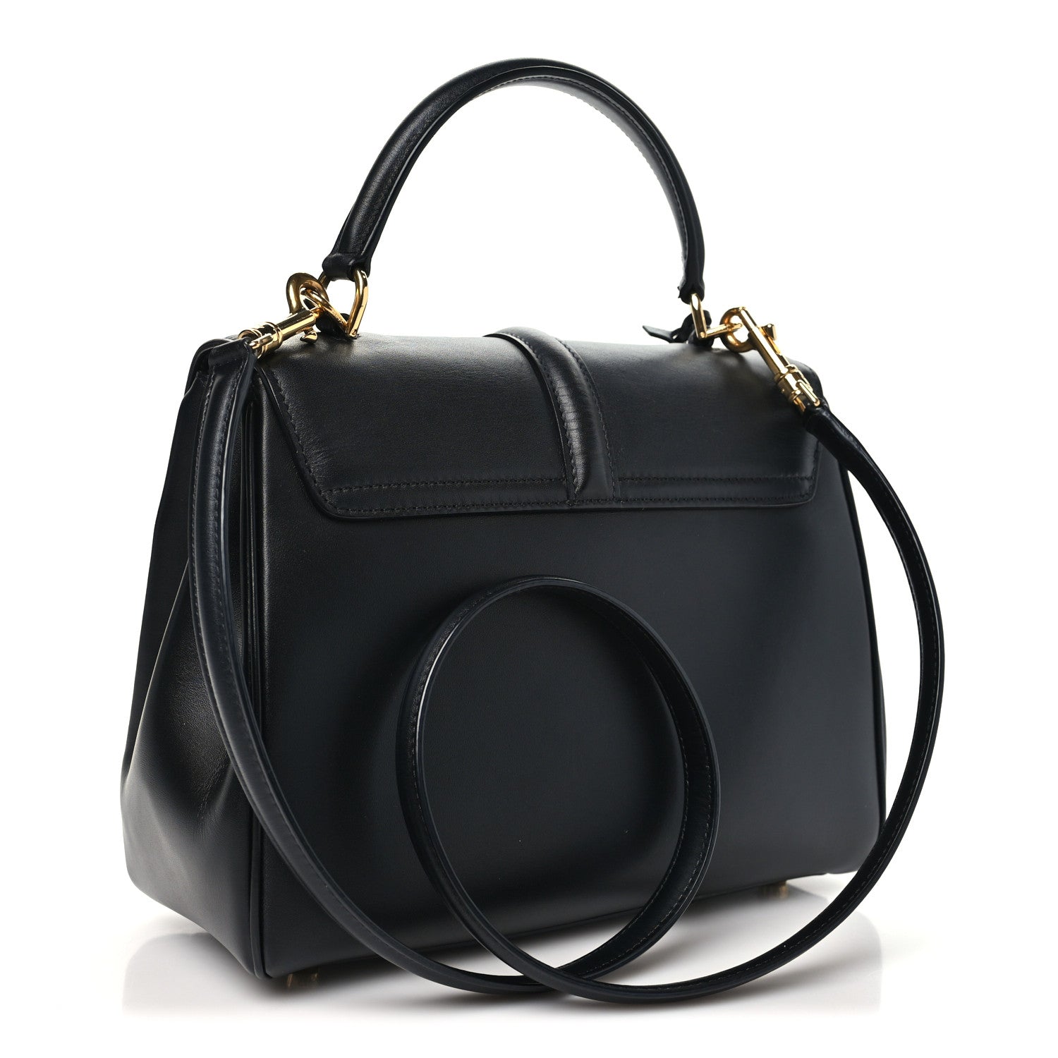 Celine Satinated Calfskin Small 16 Top Handle Bag Black 3 of 9