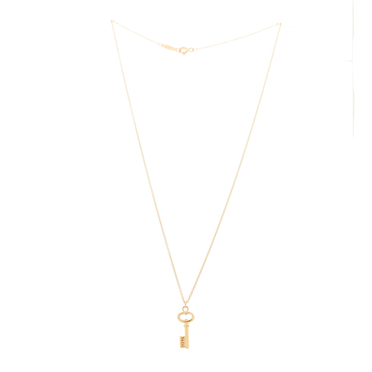 Tiffany 18K Rose Gold Mini Oval Key Pendant Necklace 2 of 7