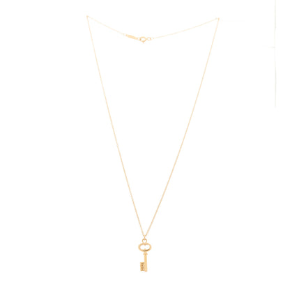 Tiffany 18K Rose Gold Mini Oval Key Pendant Necklace 2 of 7