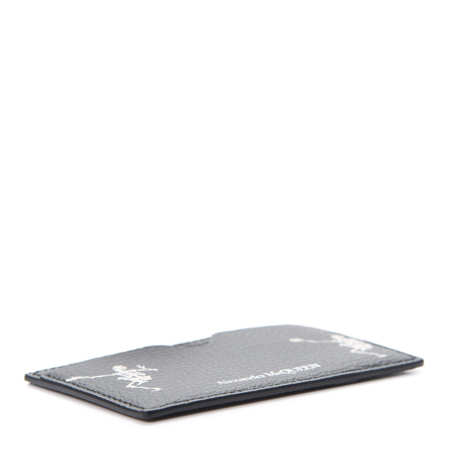 Calfskin Dancing Skeleton Card Holder Black