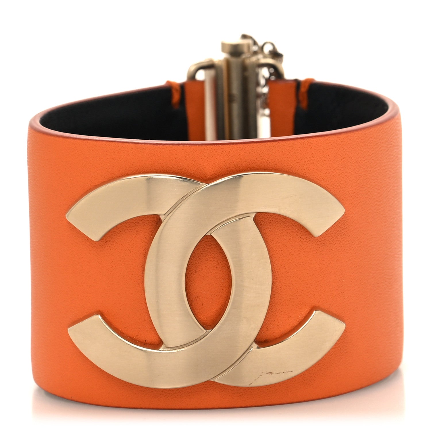 Chanel Calfskin CC Wide Cuff M Orange 1 of 6