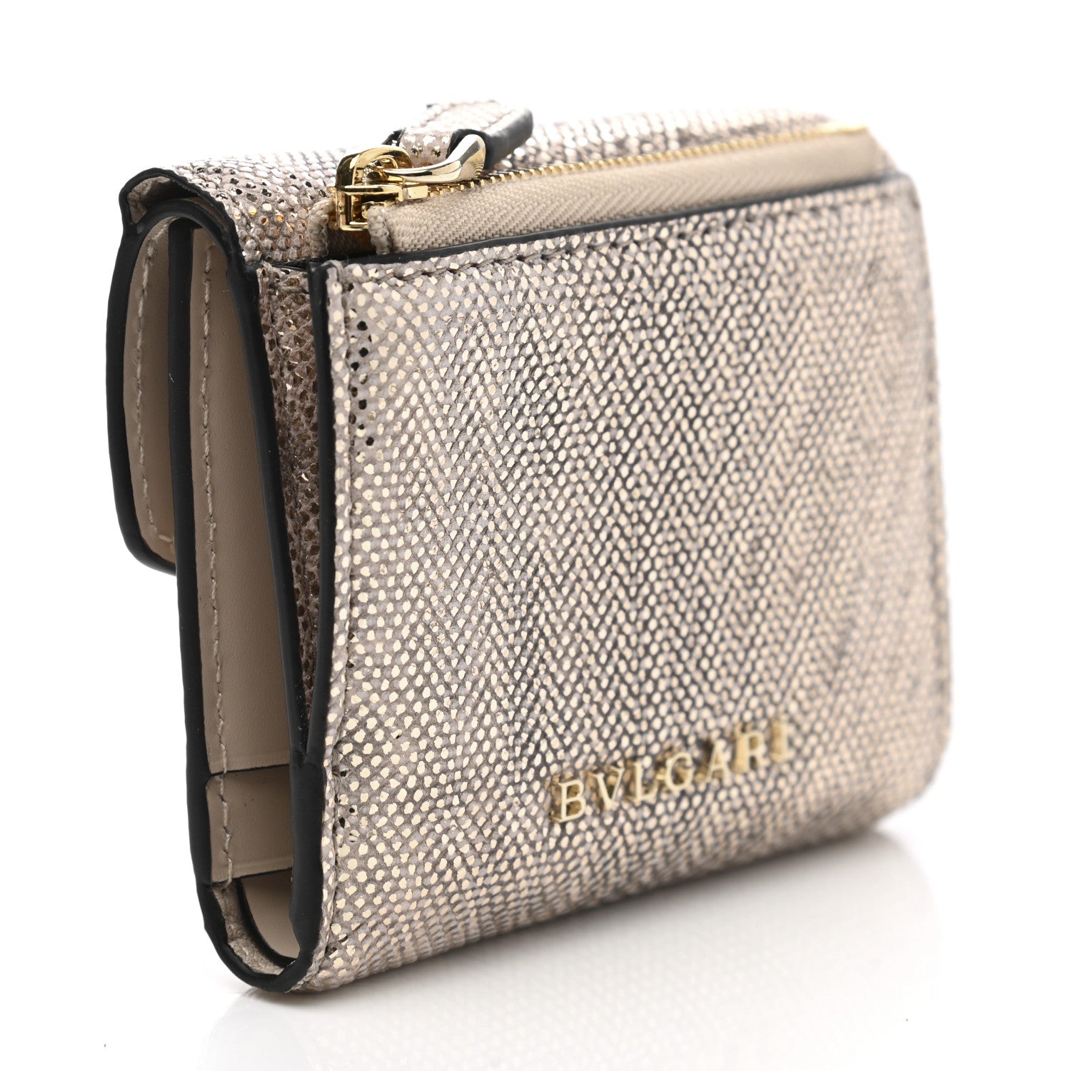 Bulgari Karung Calfskin Serpenti Forever Compact Wallet Beige 3 of 8