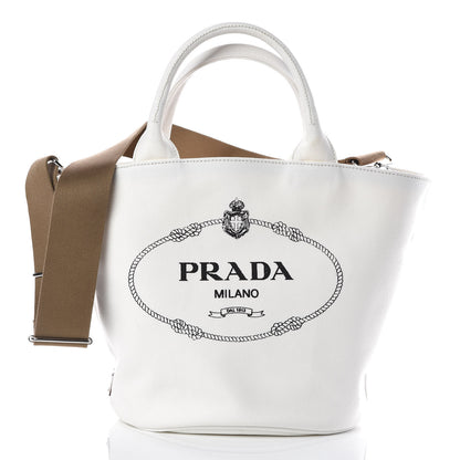Prada Canapa Small Shopping Tote White 3 of 10