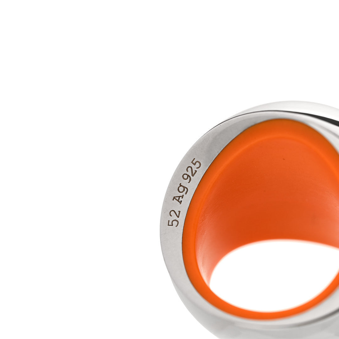 Sterling Silver Resin Quark Ring 52 6 Orange