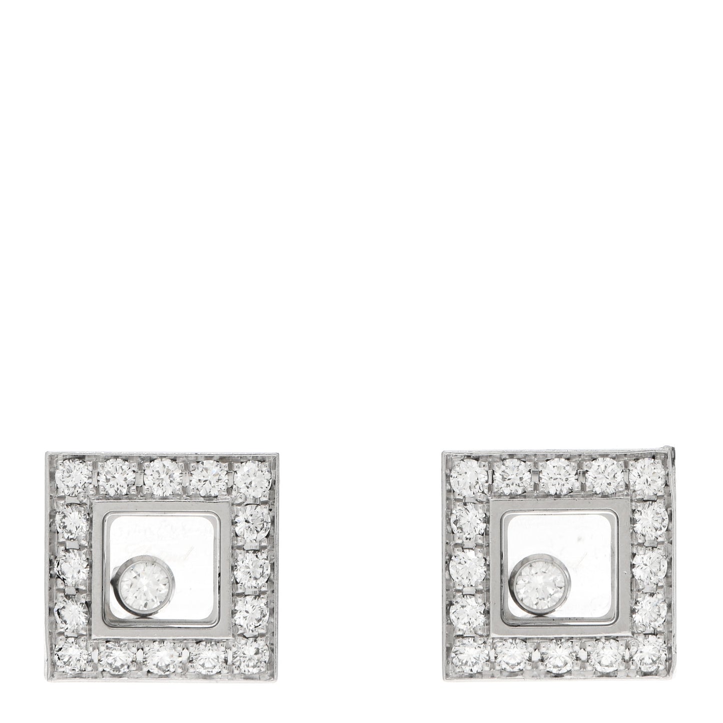 18K White Gold Happy Diamonds Square Earrings