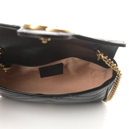 Gucci Calfskin Matelasse Super Mini GG Marmont Shoulder Bag Black 5 of 11