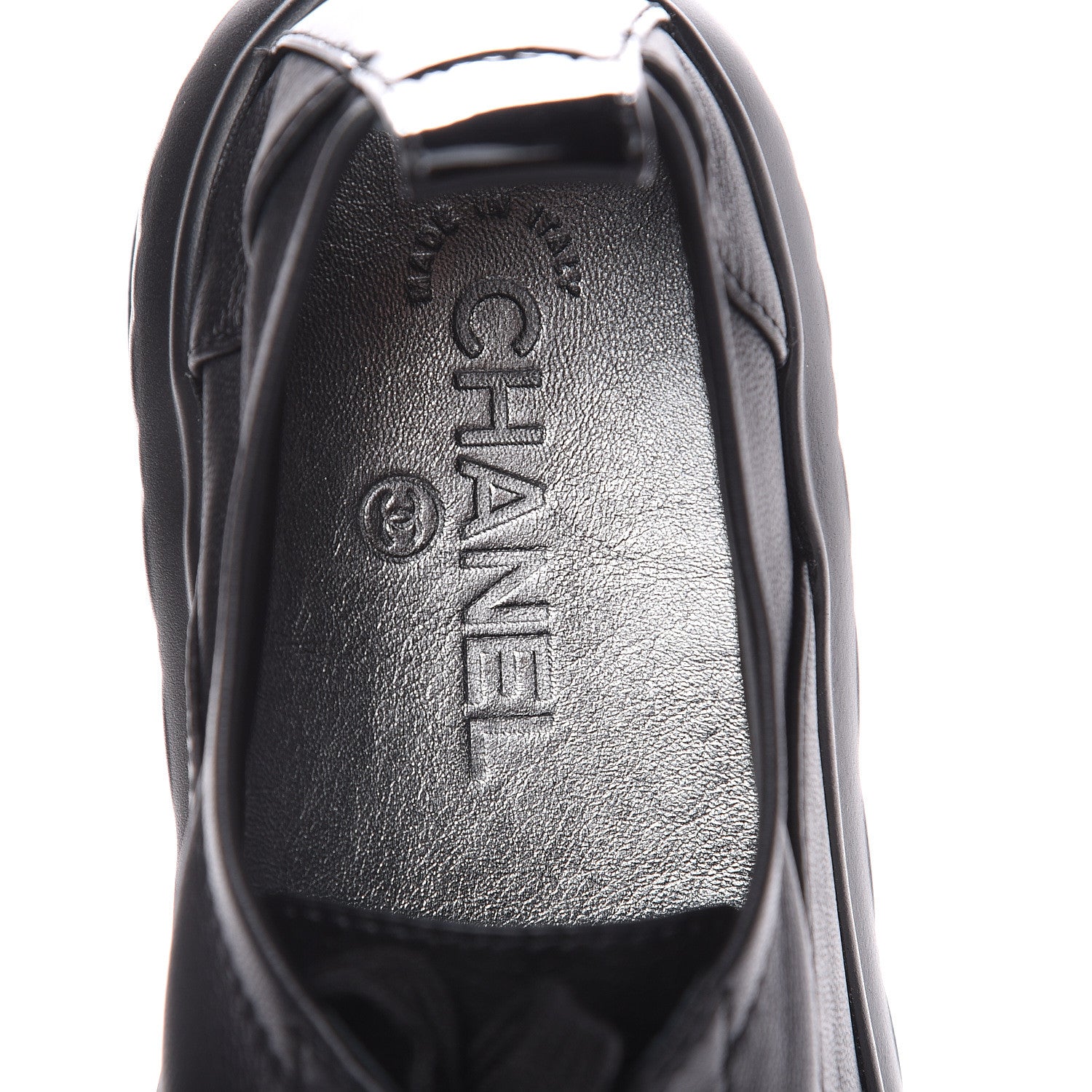 Chanel Lambskin Patent Cap Toe Lace Up Sneakers 38.5 Black 7 of 8